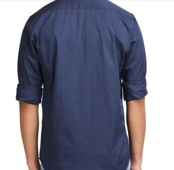 Men's Solid Satin Stylish Casual Shirt Navy Blue