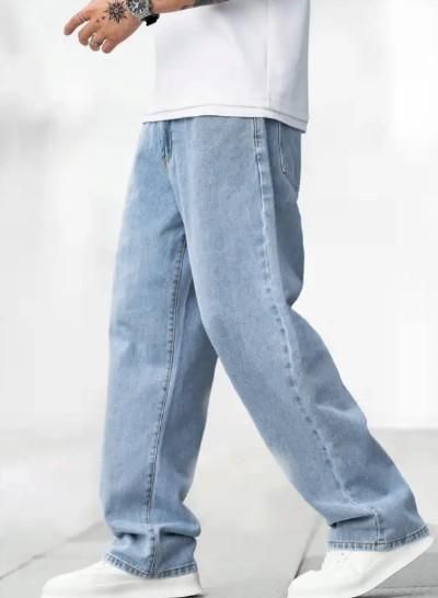 Men's Loose Fit Mid Rise Light Blue Jeans